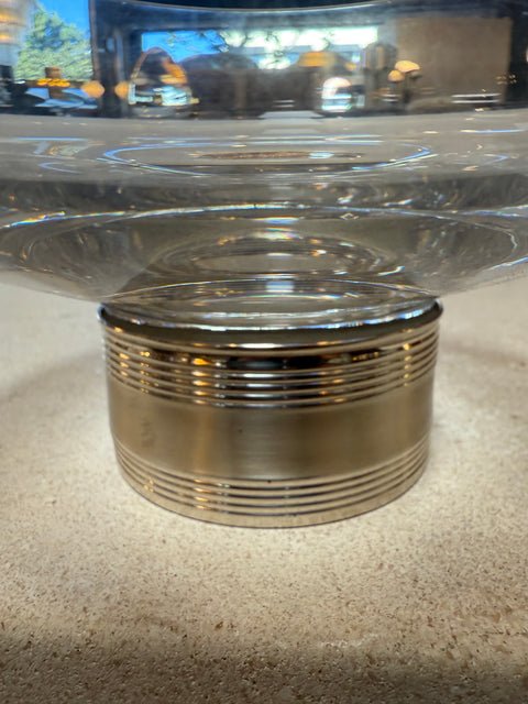 Murano Glass Centerpiece Bowl with Metal Base, Italy, 1970s