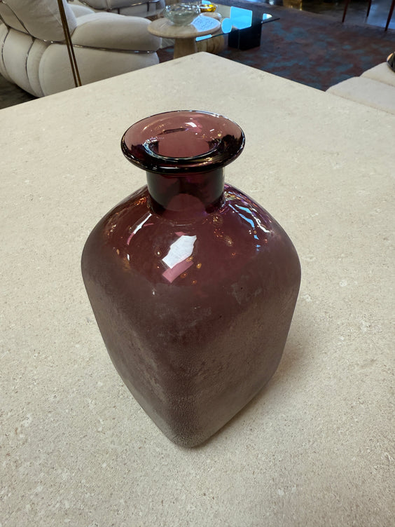 Amethyst Glass Vase with Frosted Craquelure Body, 1970s