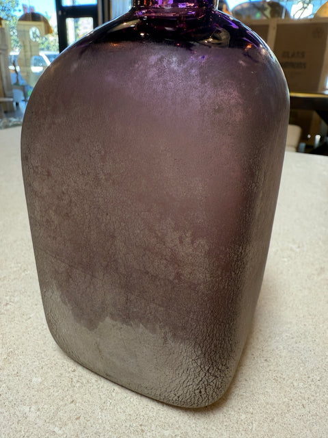 Amethyst Glass Vase with Frosted Craquelure Body, 1970s