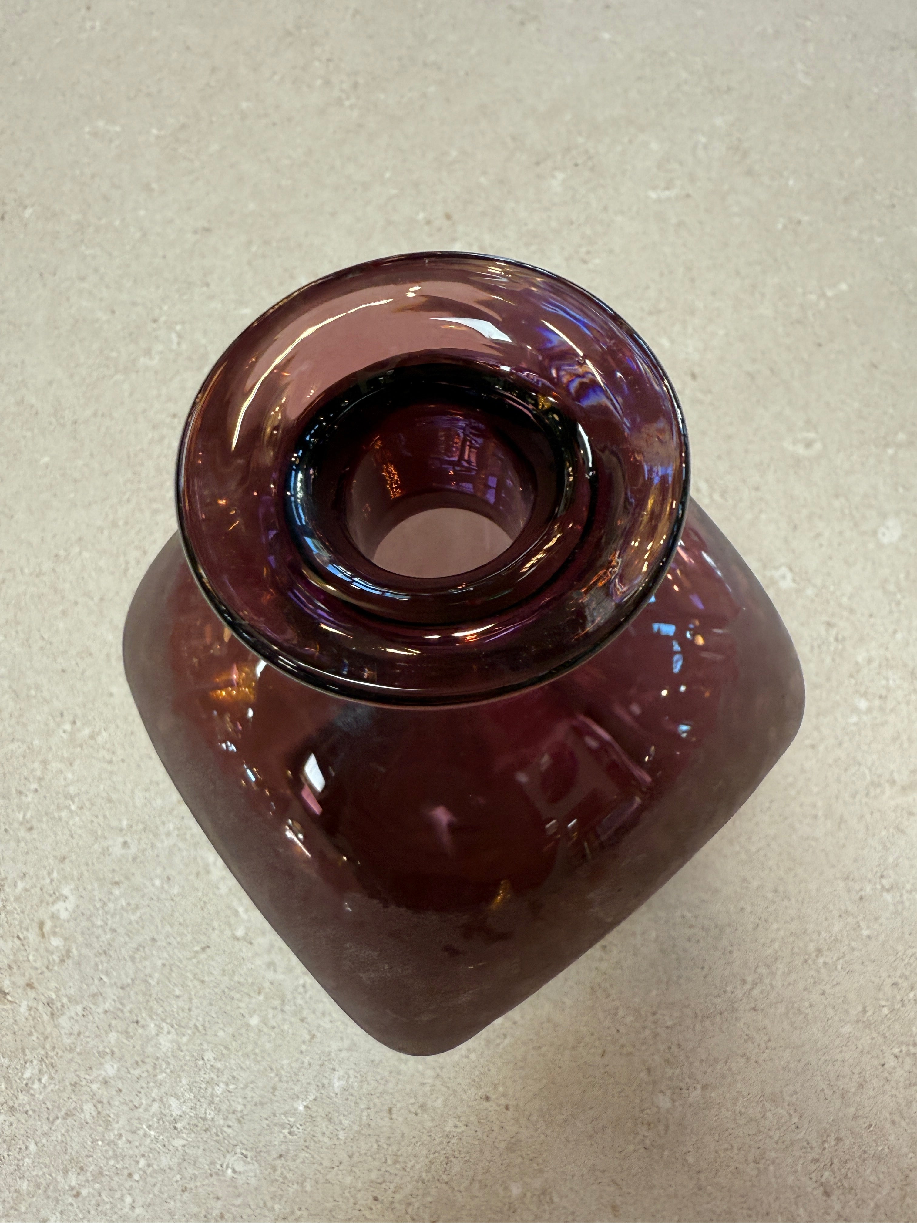 Amethyst Glass Vase with Frosted Craquelure Body, 1970s