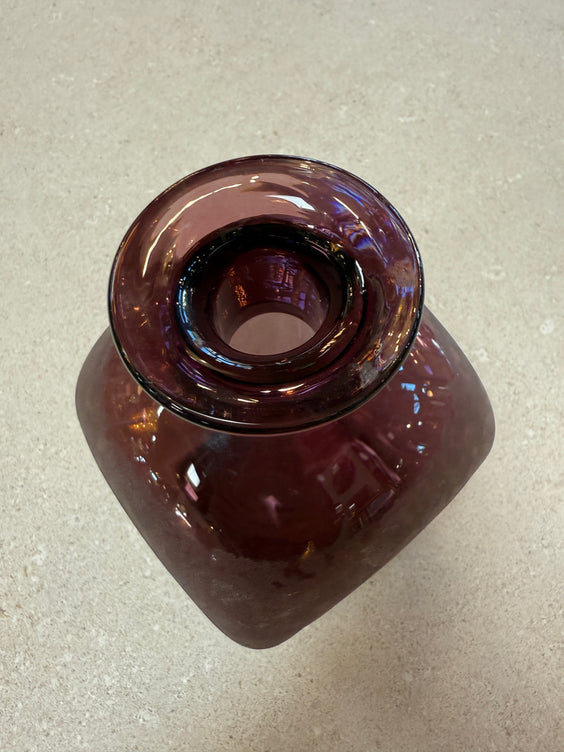 Amethyst Glass Vase with Frosted Craquelure Body, 1970s