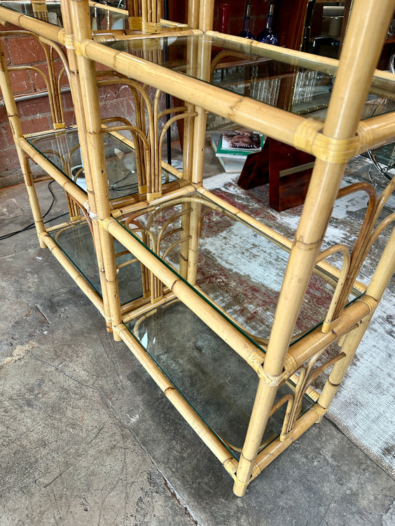 Mid-Century Rattan Shelving Units, Italy 1970. Set of two