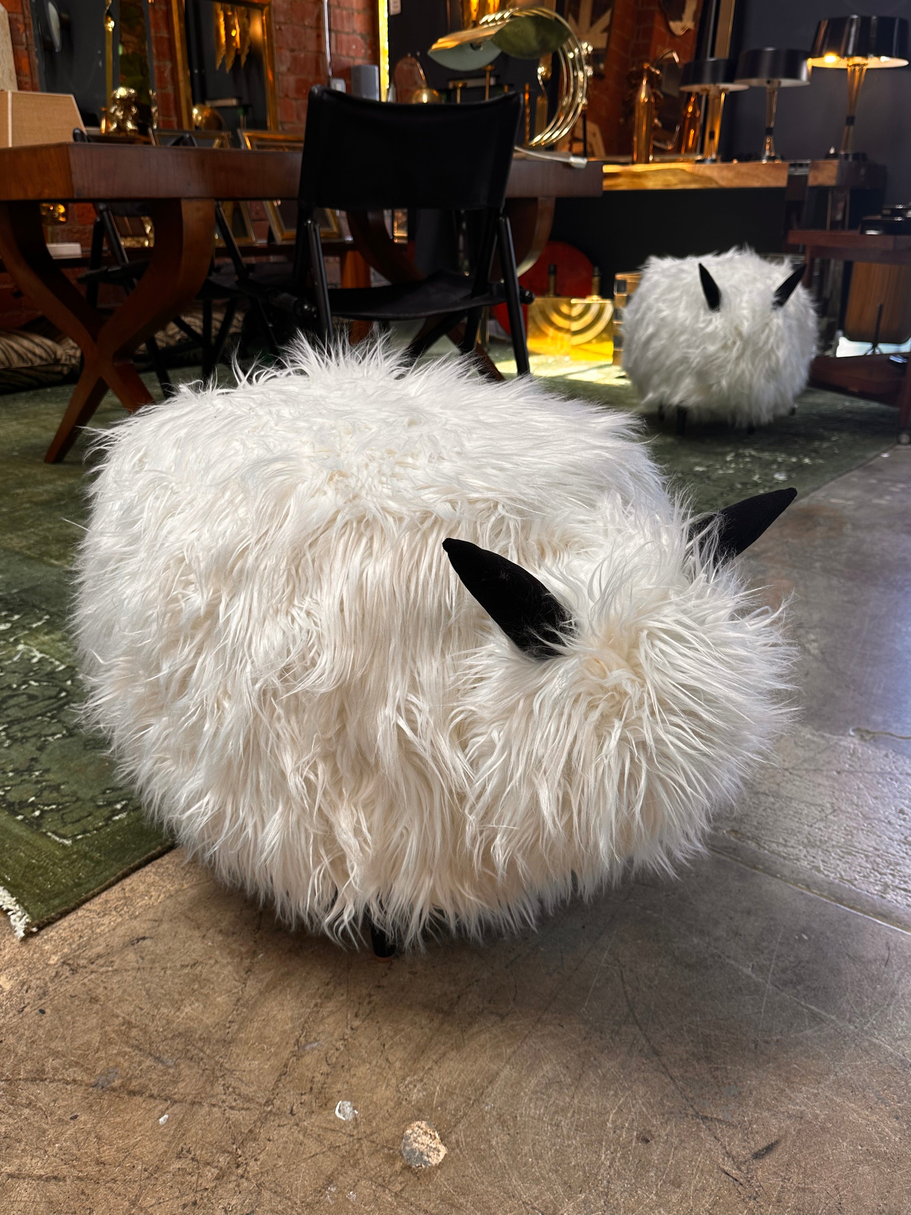 Ma39 Pouf in Carved Wood Sheep, Italy 21st Century