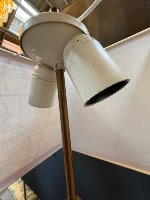 Stilnovo Orange Enamel Table Lamp with Custom Shade, Italy, 1970s