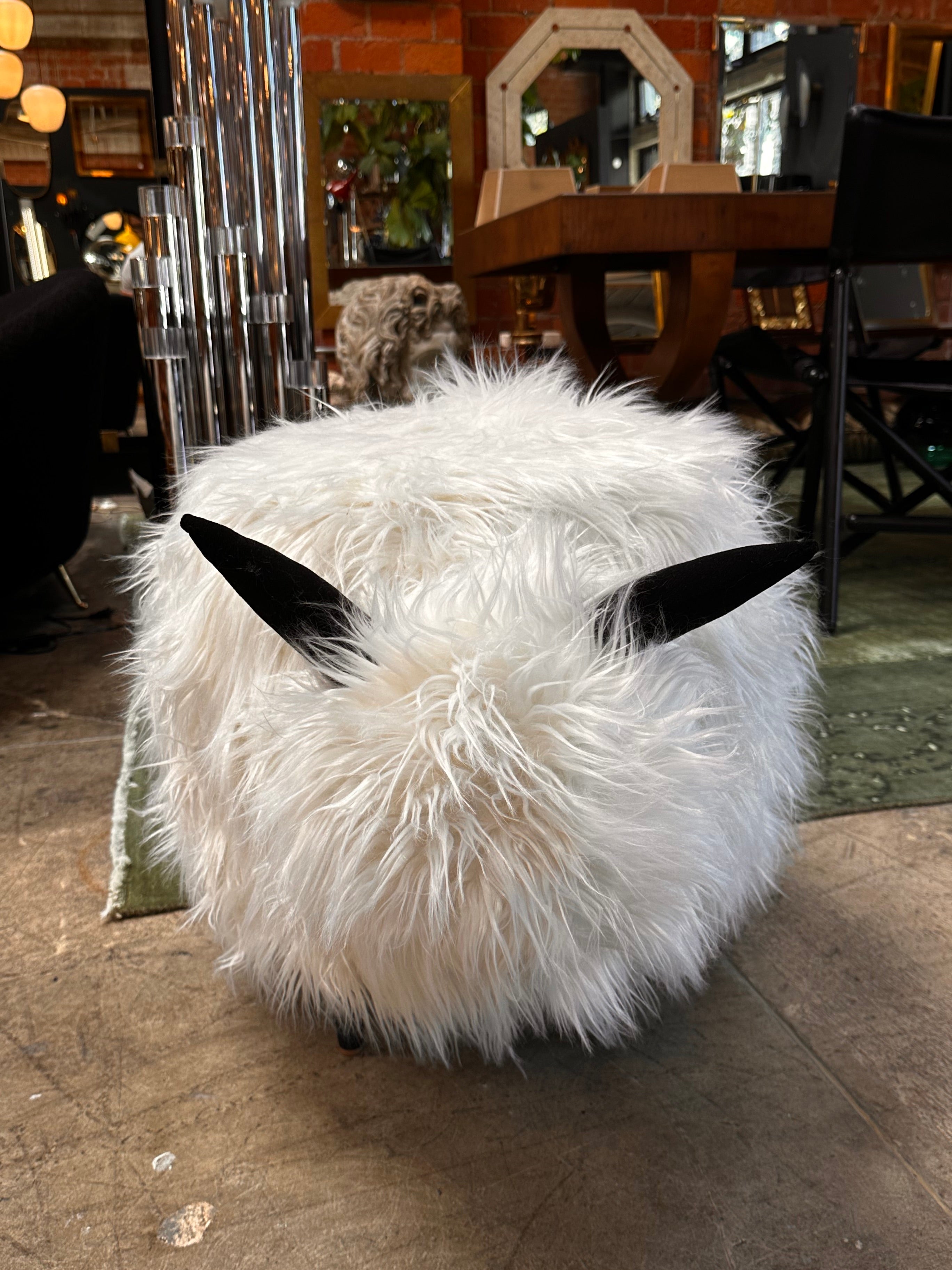 Ma39 Pouf in Carved Wood Sheep, Italy 21st Century