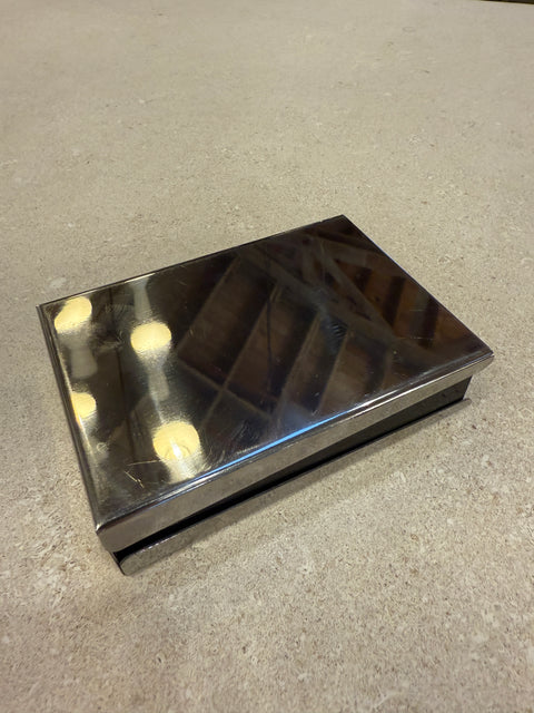 Vintage Italian Black Acrylic Box with Sliding Chrome Lid, 1970s