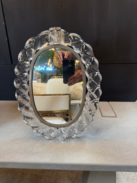 Murano hand-cast glass table mirror