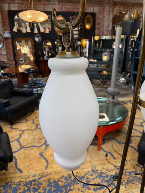 Floor Lamp with Tripod Arms and Opaline Glass Shades, 1950s