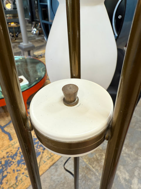 Floor Lamp with Tripod Arms and Opaline Glass Shades, 1950s