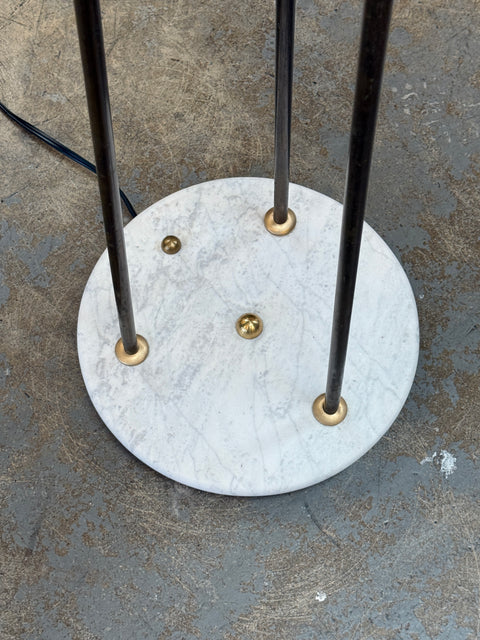 Floor Lamp with Tripod Arms and Opaline Glass Shades, 1950s