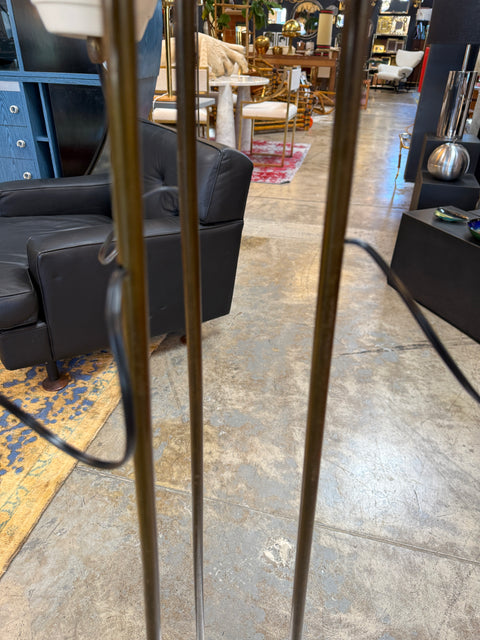 Floor Lamp with Tripod Arms and Opaline Glass Shades, 1950s