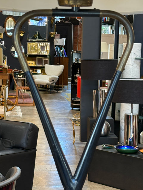 Stilnovo Floor Lamp with Marble Base and Sculptural Frame, Italy, 1950s