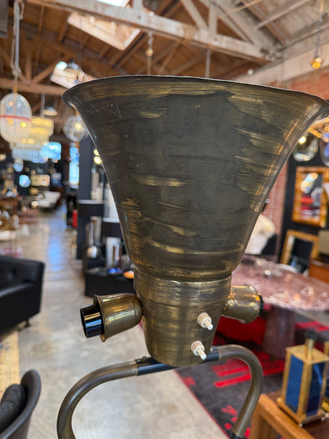 Stilnovo Floor Lamp with Marble Base and Sculptural Frame, Italy, 1950s