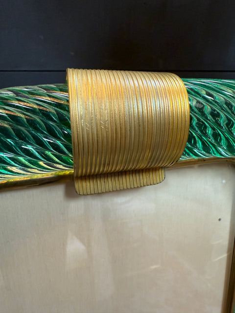 Green Murano Glass and Brass Picture Frame