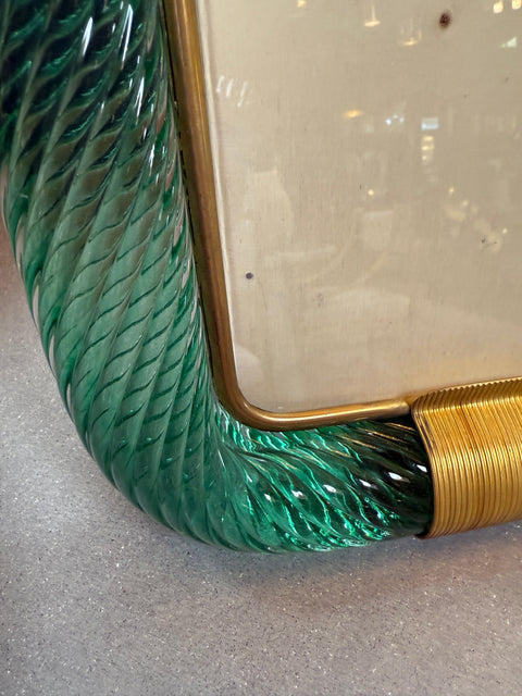 Green Murano Glass and Brass Picture Frame