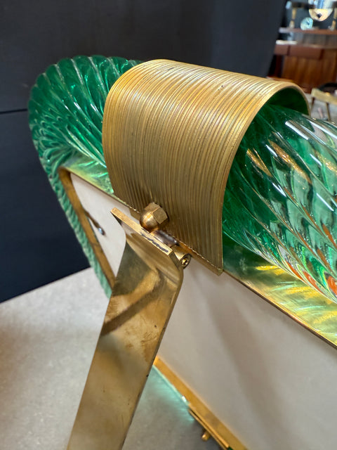 Green Murano Glass and Brass Picture Frame