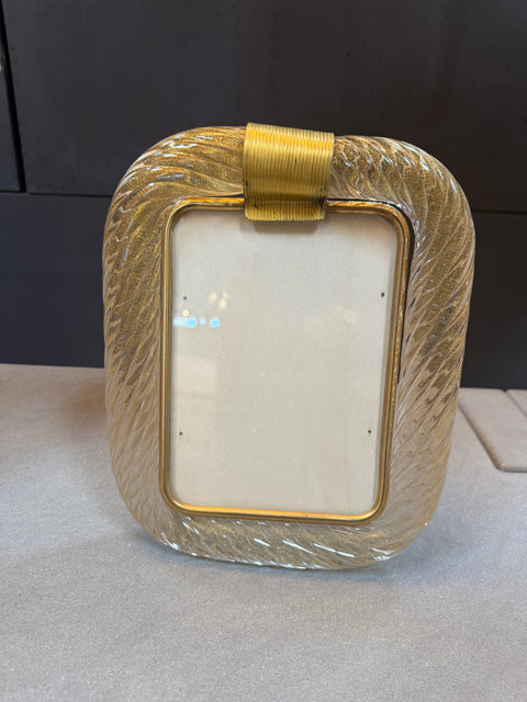 Murano picture frame in brass and glass. 90s