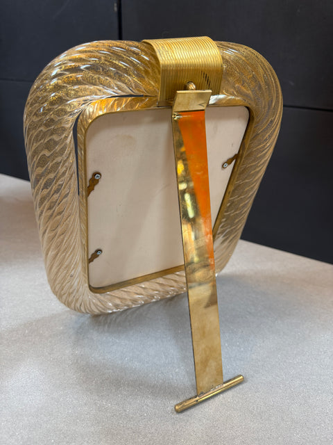 Murano picture frame in brass and glass. 90s