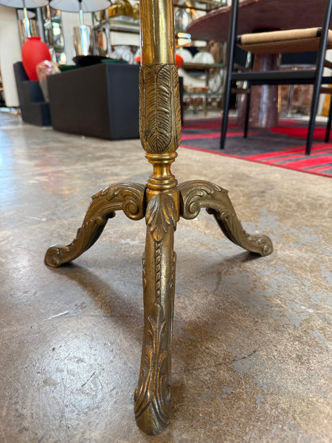Pair of Italian Brass Pedestal Side Tables with Marble Tops, 1970s
