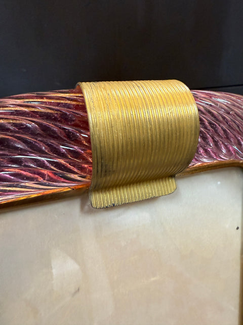 Pink Murano Glass and Brass Picture Frame