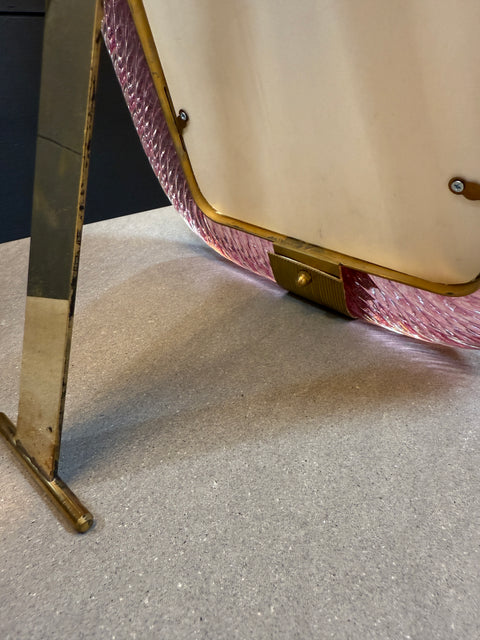 Pink Murano Glass and Brass Picture Frame