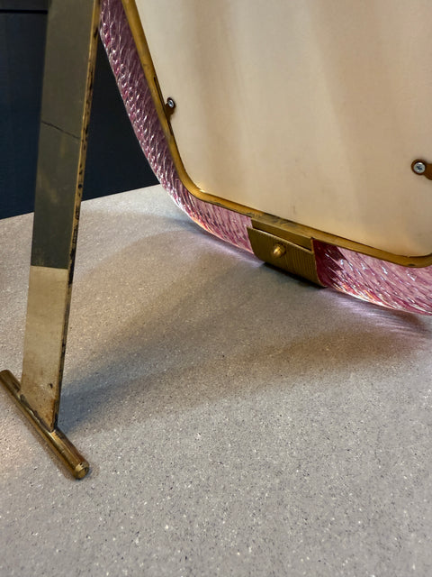 Pink Murano Glass and Brass Picture Frame