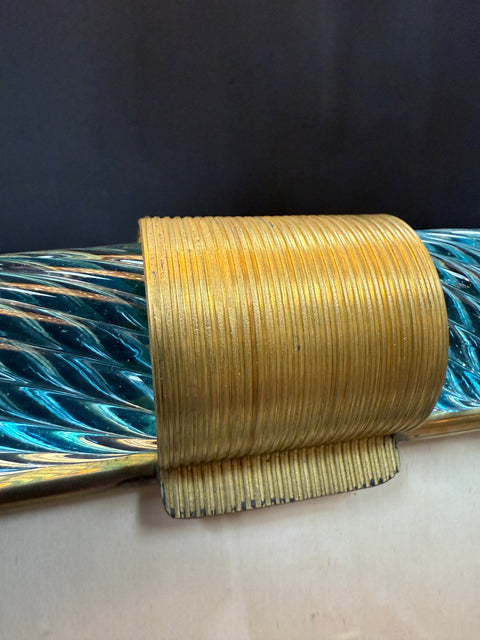 Turquoise Murano Glass and Brass Picture Frame