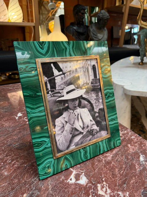 Italian Malachite and Brass Picture Frame, 1970s