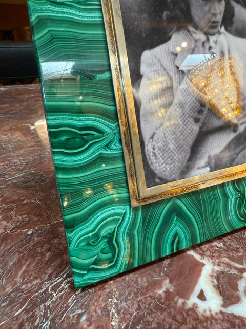 Italian Malachite and Brass Picture Frame, 1970s