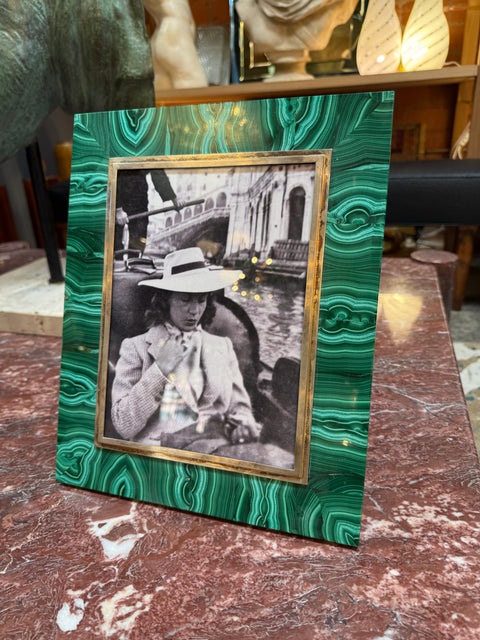 Italian Malachite and Brass Picture Frame, 1970s