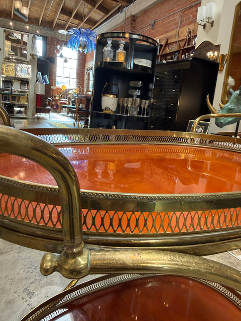 Italian Brass and Lacquered Bar Cart, 1950s