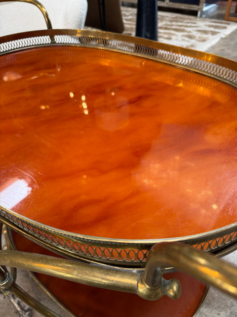 Italian Brass and Lacquered Bar Cart, 1950s