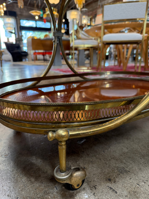 Italian Brass and Lacquered Bar Cart, 1950s