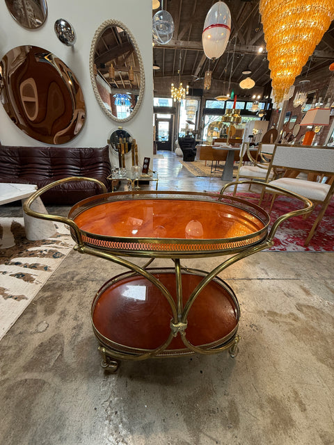 Italian Brass and Lacquered Bar Cart, 1950s