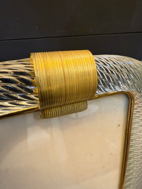 Clear Murano Glass and Brass Picture Frame