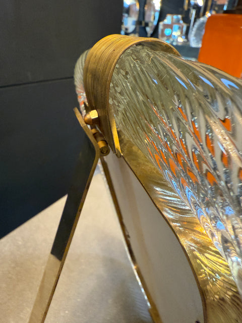 Clear Murano Glass and Brass Picture Frame