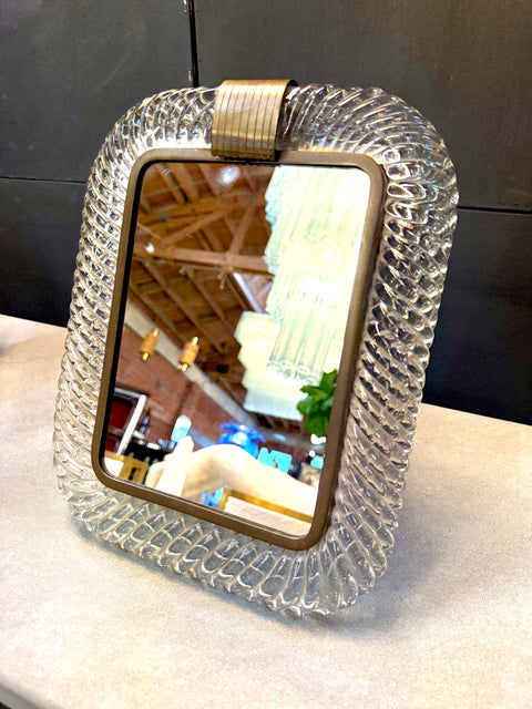 Murano Glass and Brass Table Mirror