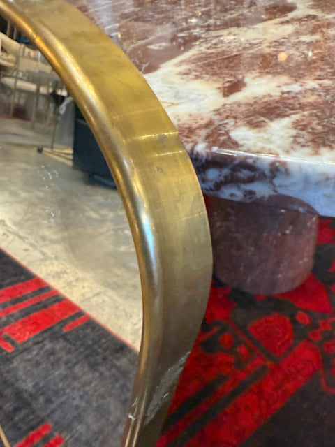 Italian Curvilinear Brass-Framed Wall Mirror, 1950s