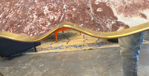 Italian Curvilinear Brass-Framed Wall Mirror, 1950s