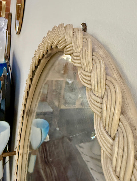 Italian Oval Rope-Wrapped Mirror, 1970s
