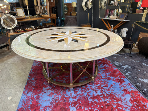 Oversize Mid century Round Marble Dining Table 1960s