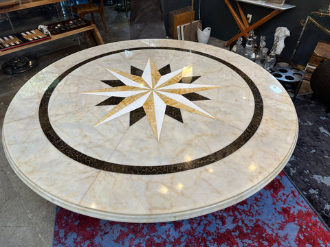 Oversize Mid century Round Marble Dining Table 1960s