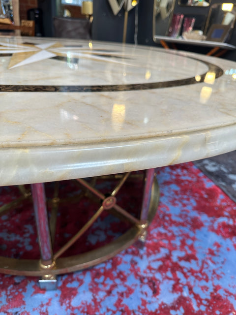 Oversize Mid century Round Marble Dining Table 1960s