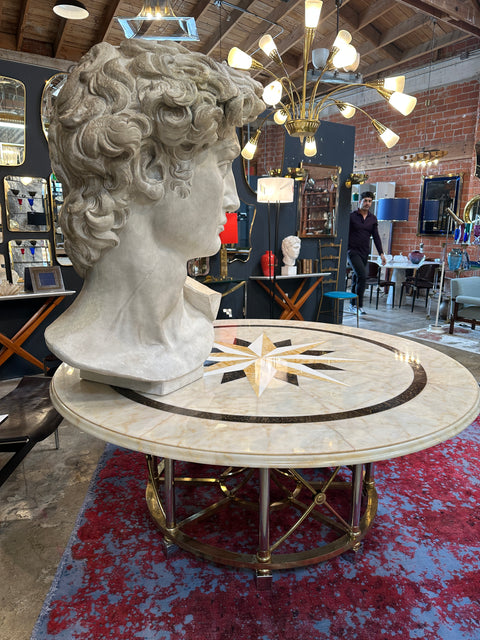 Oversize Mid century Round Marble Dining Table 1960s