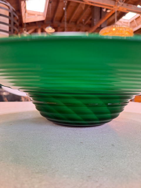 Large Murano Emerald Green Art Glass Centerpiece Bowl