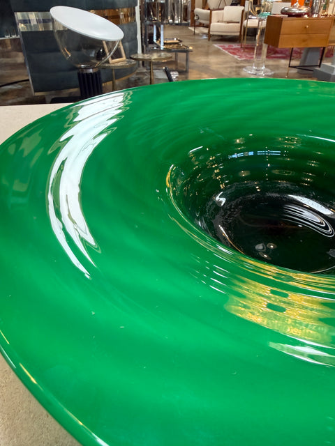 Large Murano Emerald Green Art Glass Centerpiece Bowl