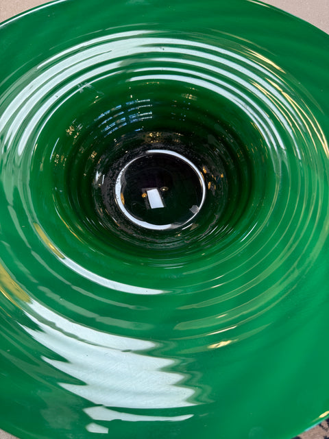 Large Murano Emerald Green Art Glass Centerpiece Bowl