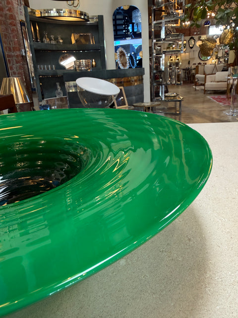 Large Murano Emerald Green Art Glass Centerpiece Bowl