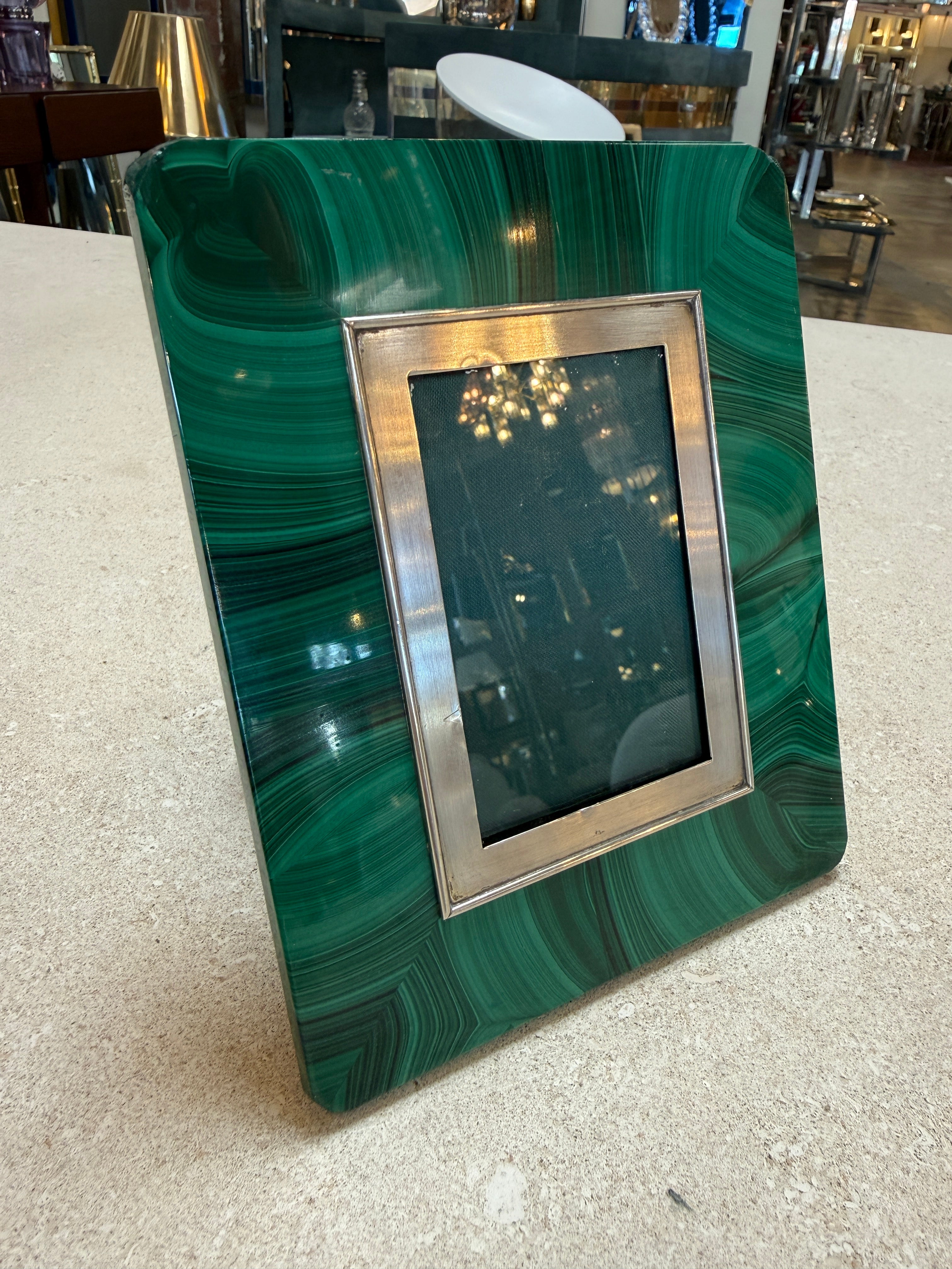 Angiletti Malachite Picture Frame, Rome, Mid-20th Century
