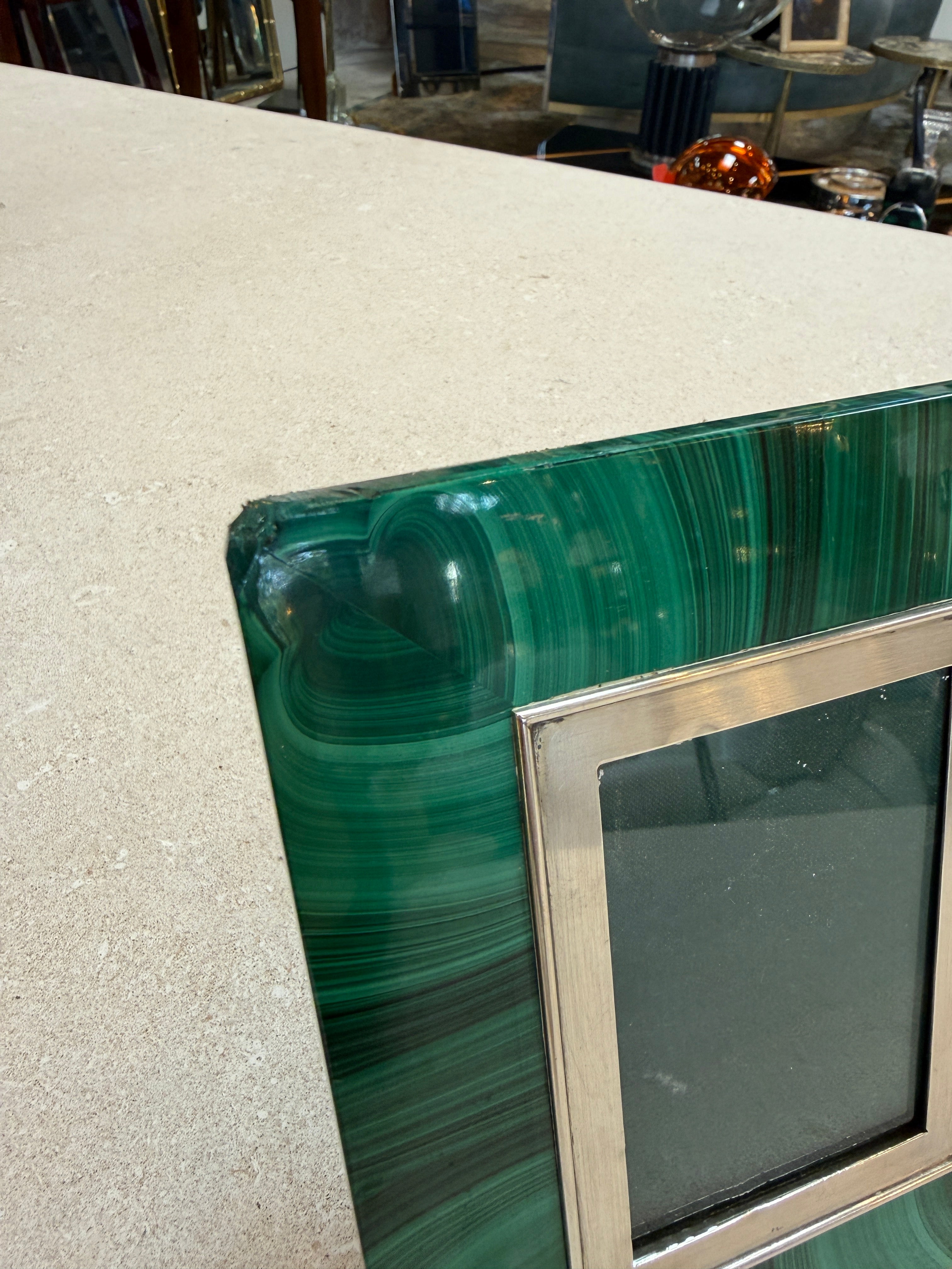 Angiletti Malachite Picture Frame, Rome, Mid-20th Century